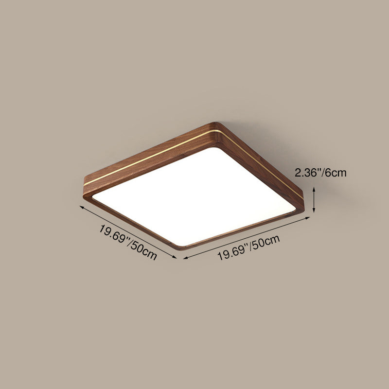 Moderna Luce a Soffitto LED Slim in Legno di Noce
