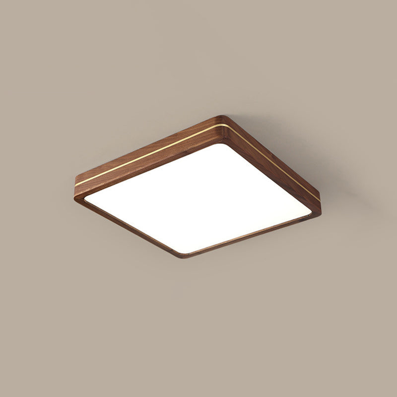 Moderna Luce a Soffitto LED Slim in Legno di Noce