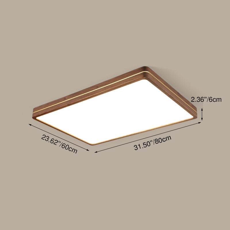 Moderna Luce a Soffitto LED Slim in Legno di Noce