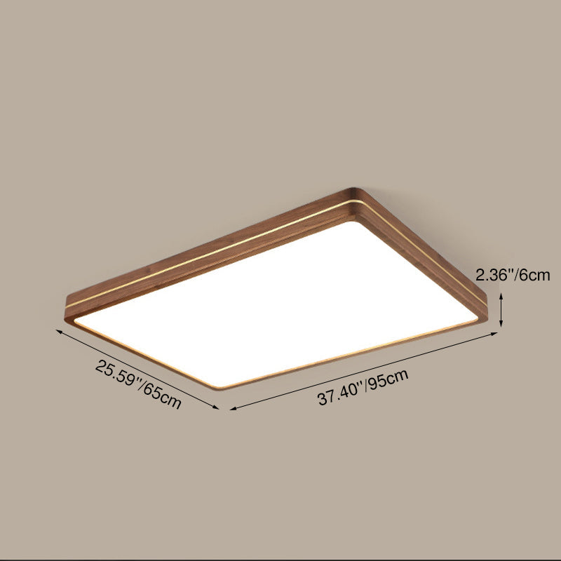 Moderna Luce a Soffitto LED Slim in Legno di Noce