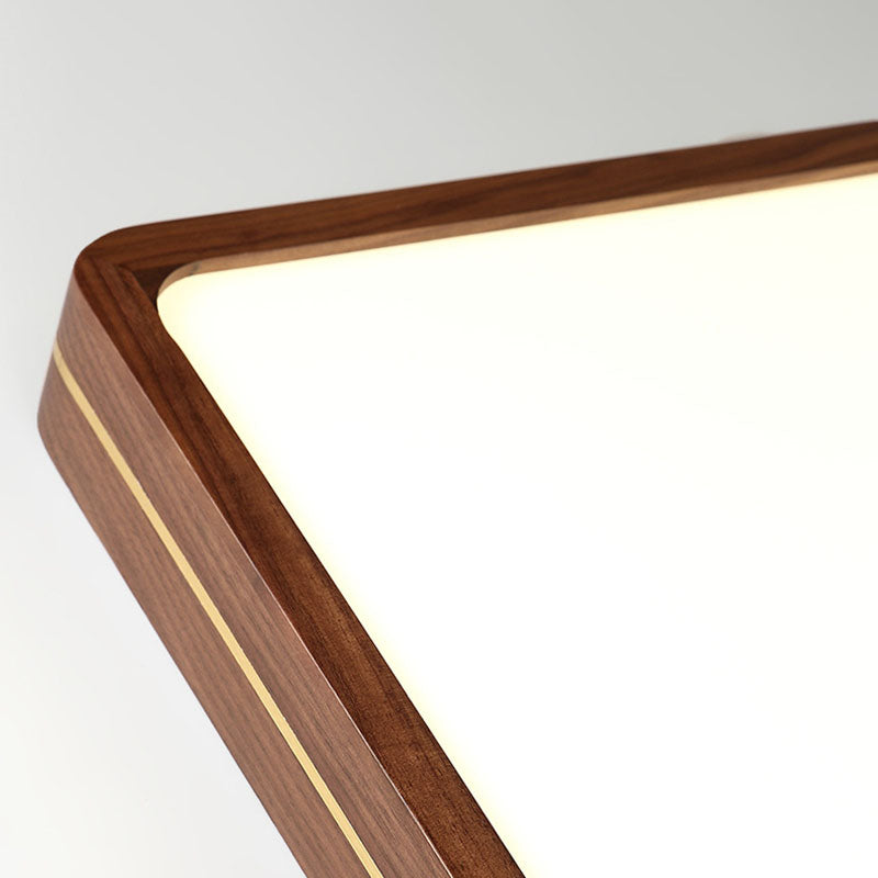 Moderna Luce a Soffitto LED Slim in Legno di Noce