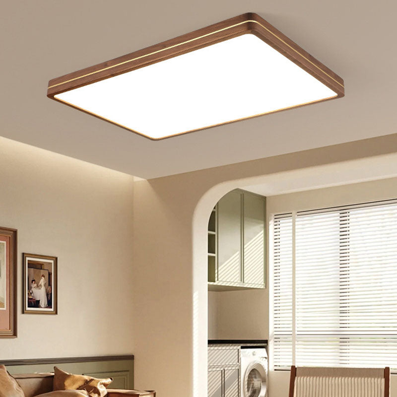 Moderna Luce a Soffitto LED Slim in Legno di Noce