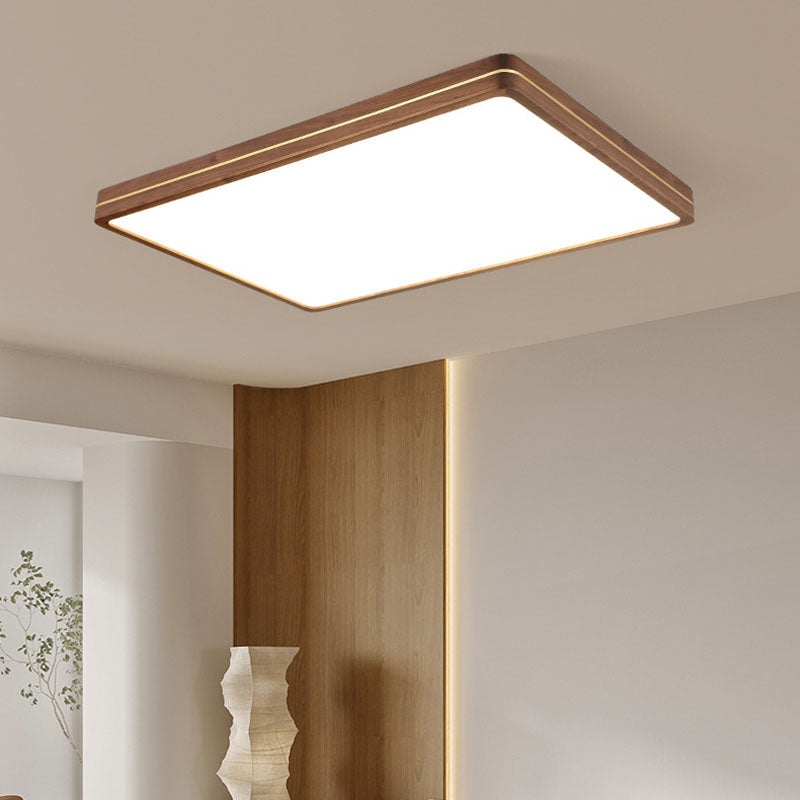 Moderna Luce a Soffitto LED Slim in Legno di Noce