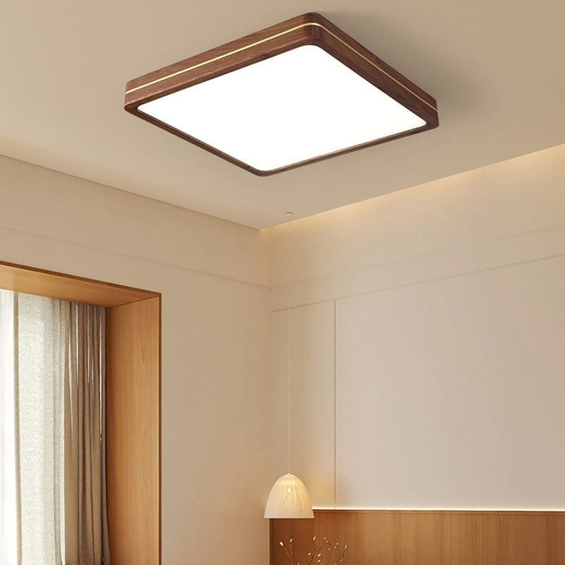 Moderna Luce a Soffitto LED Slim in Legno di Noce