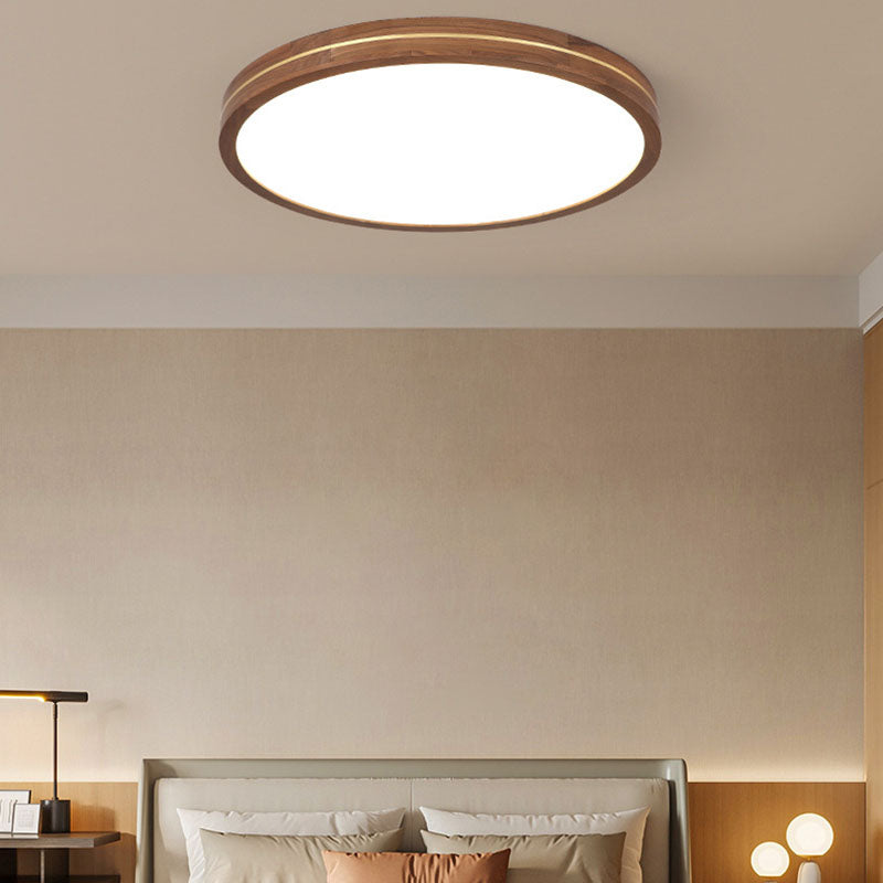 Moderna Luce a Soffitto LED Slim in Legno di Noce