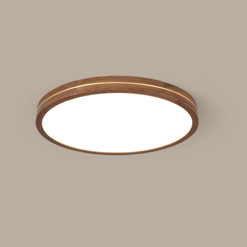 Moderna Luce a Soffitto LED Slim in Legno di Noce
