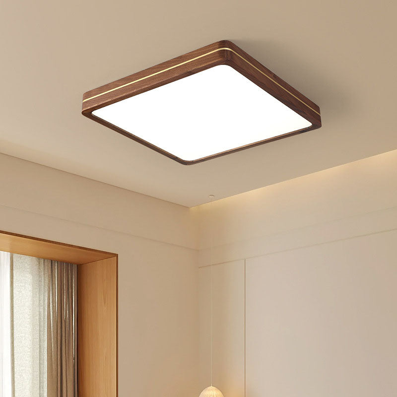 Moderna Luce a Soffitto LED Slim in Legno di Noce