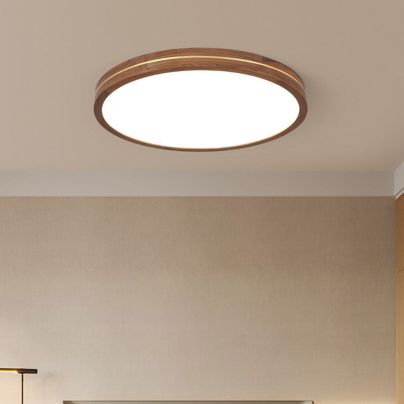 Moderna Luce a Soffitto LED Slim in Legno di Noce