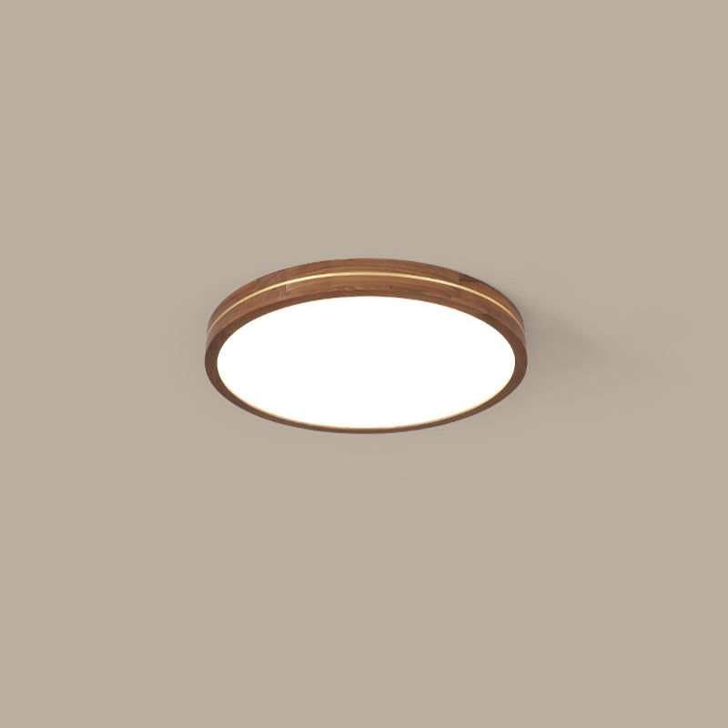 Moderna Luce a Soffitto LED Slim in Legno di Noce