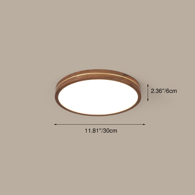 Moderna Luce a Soffitto LED Slim in Legno di Noce
