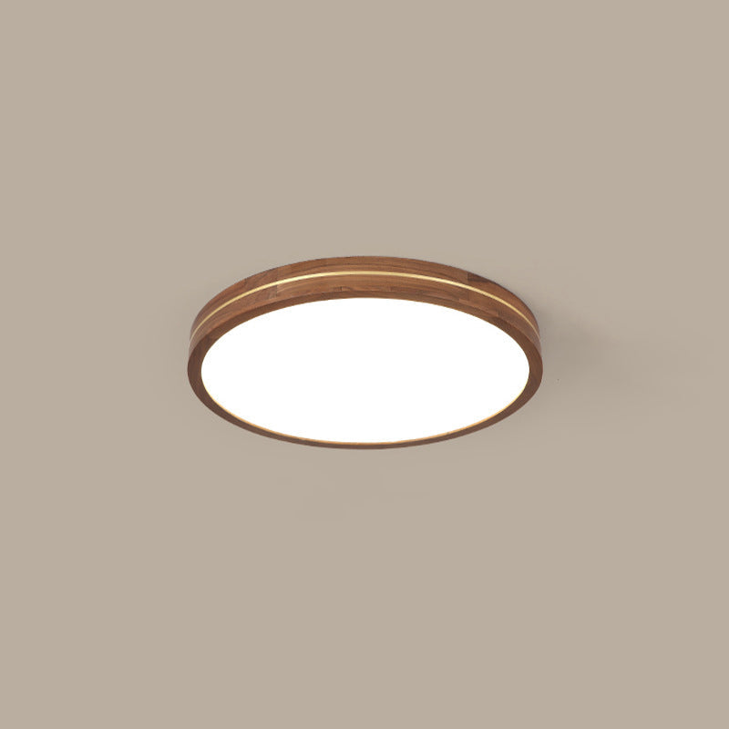 Moderna Luce a Soffitto LED Slim in Legno di Noce