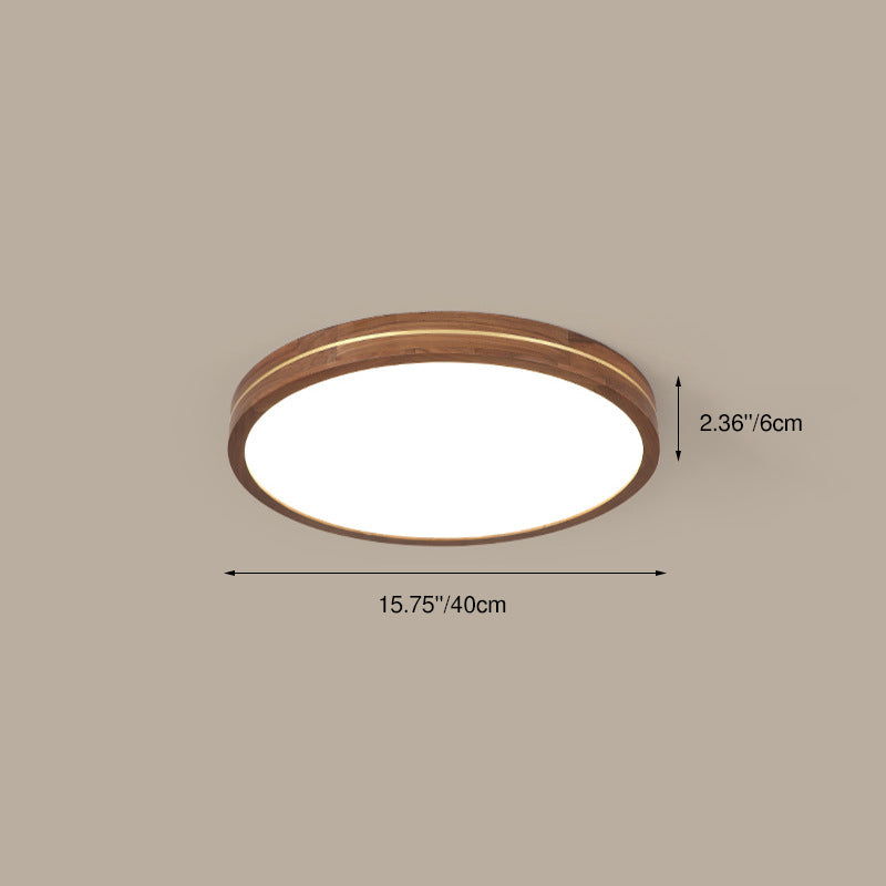 Moderna Luce a Soffitto LED Slim in Legno di Noce