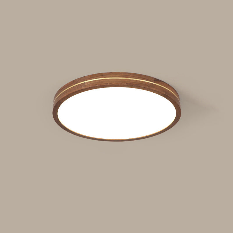 Moderna Luce a Soffitto LED Slim in Legno di Noce