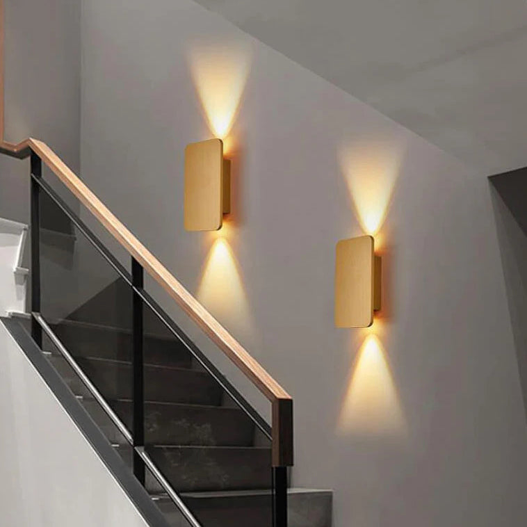 Lampada da Parete LED a Pannello Piano Rettangolare in Alluminio Minimalista Nordico con 2 Luci