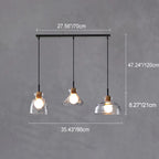 Lampada a Sospensione Moderna Minimalista in Vetro Trasparente Ondulato con Ombra in Ferro a 1 Luce per Soggiorno