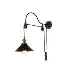 Applique da Parete con Pulley in Ferro Battuto Retro Industriale a 1 Luce