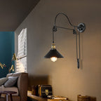Applique da Parete con Pulley in Ferro Battuto Retro Industriale a 1 Luce
