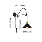 Applique da Parete con Pulley in Ferro Battuto Retro Industriale a 1 Luce