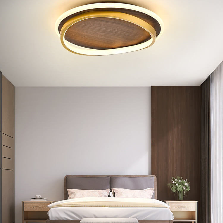 Lampada da soffitto LED circolare minimalista nordica in legno di noce
