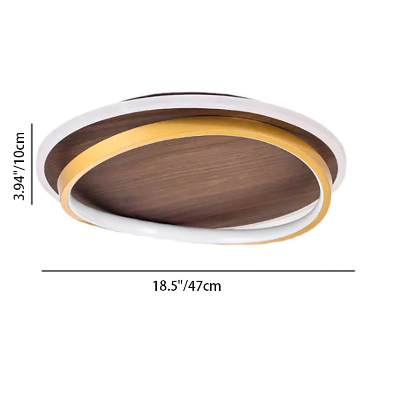 Lampada da soffitto LED circolare minimalista nordica in legno di noce