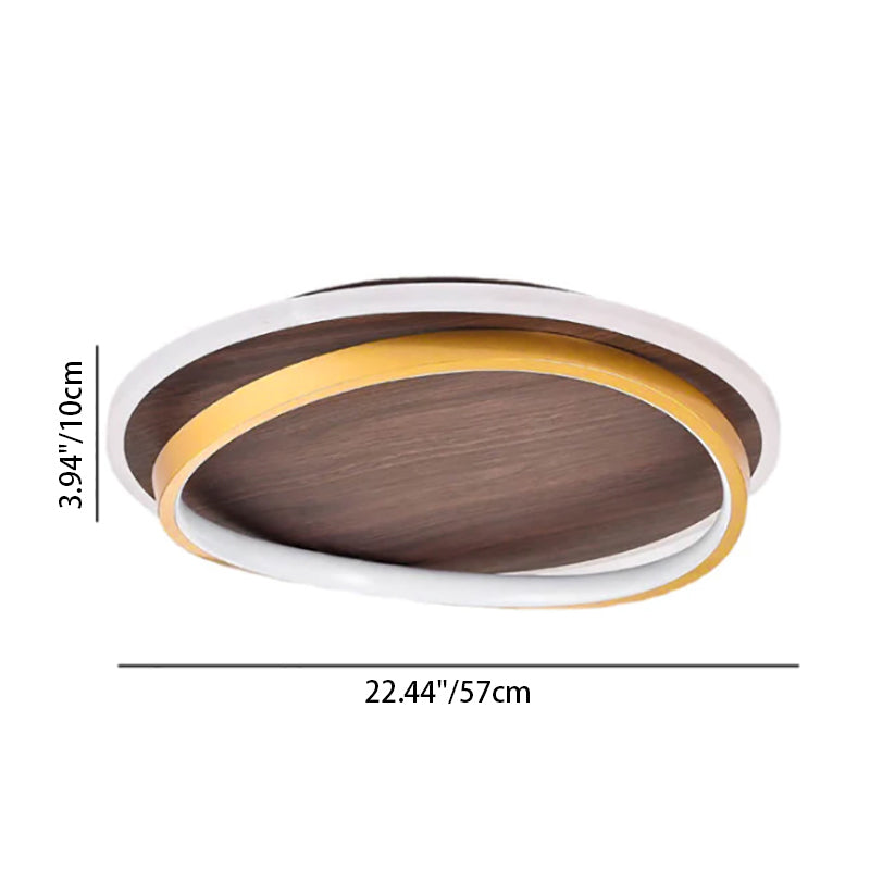 Lampada da soffitto LED circolare minimalista nordica in legno di noce