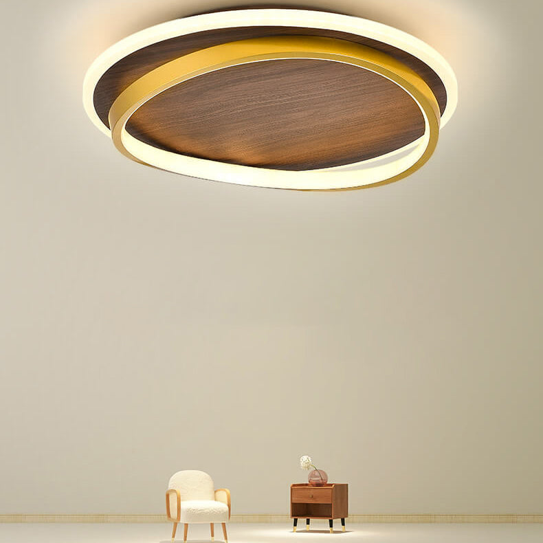Lampada da soffitto LED circolare minimalista nordica in legno di noce