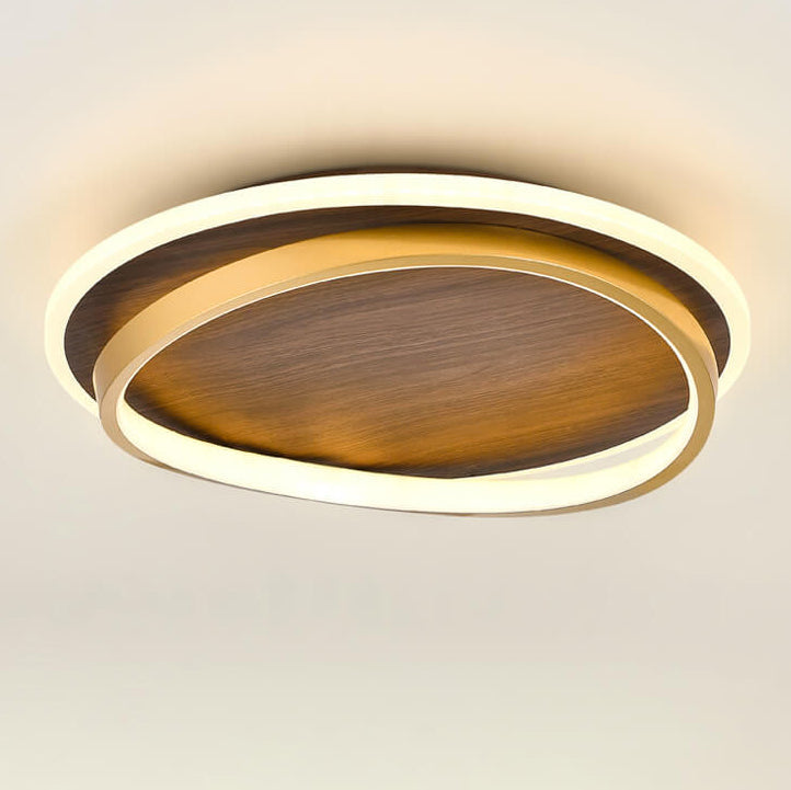 Lampada da soffitto LED circolare minimalista nordica in legno di noce