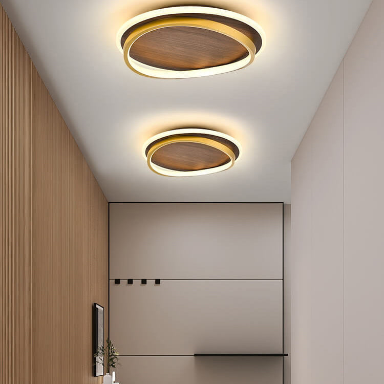 Lampada da soffitto LED circolare minimalista nordica in legno di noce