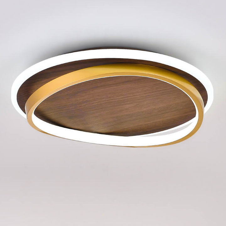 Lampada da soffitto LED circolare minimalista nordica in legno di noce