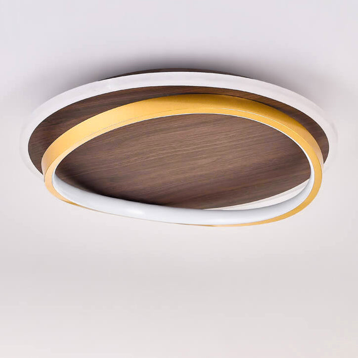 Lampada da soffitto LED circolare minimalista nordica in legno di noce
