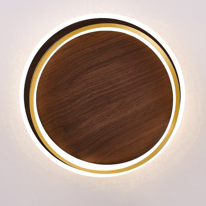 Lampada da soffitto LED circolare minimalista nordica in legno di noce