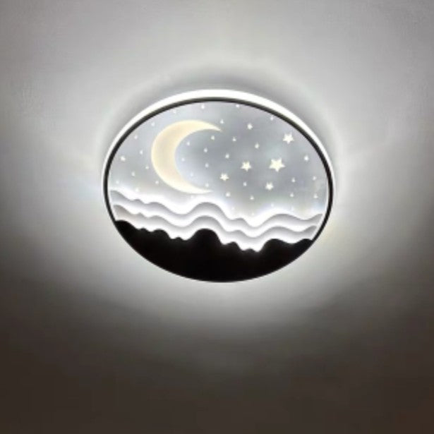 Luce da soffitto a LED rotonda in alluminio a soffitto Flush Mount Nordic Creative Star Moon