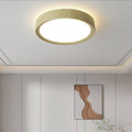 Moderno Semplice Lampadario Rotondo in Legno con Finitura in Ferro LED