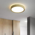 Moderno Semplice Lampadario Rotondo in Legno con Finitura in Ferro LED