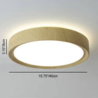 Moderno Semplice Lampadario Rotondo in Legno con Finitura in Ferro LED