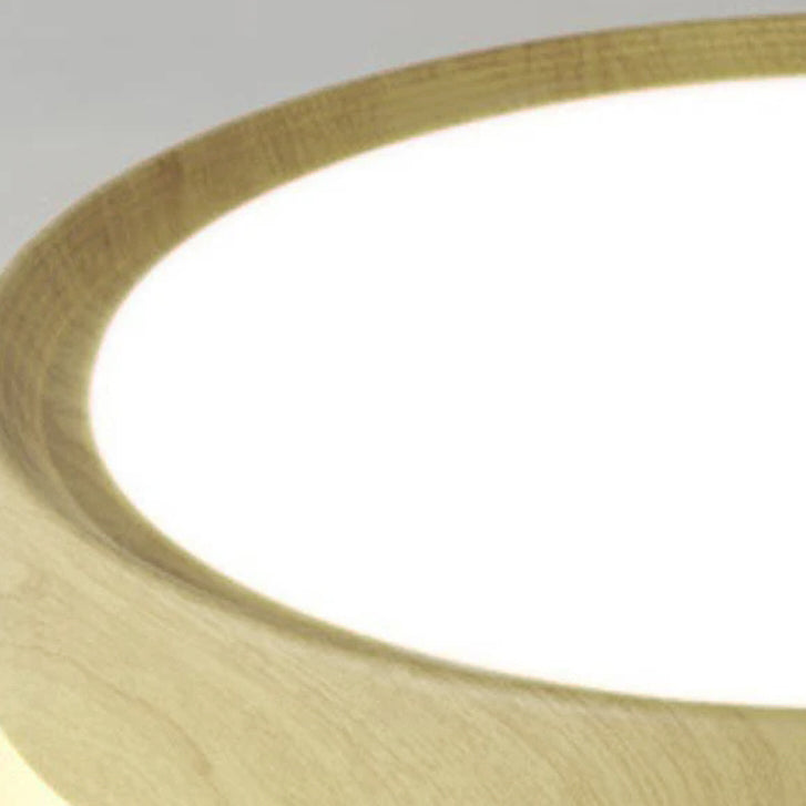 Moderno Semplice Lampadario Rotondo in Legno con Finitura in Ferro LED