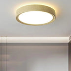 Moderno Semplice Lampadario Rotondo in Legno con Finitura in Ferro LED