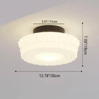 Tradizionale Lampada da Soffitto LED a Tamburo Rotondo in Ferro e Vetro Strisce per Soggiorno e Camera da Letto