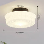 Tradizionale Lampada da Soffitto LED a Tamburo Rotondo in Ferro e Vetro Strisce per Soggiorno e Camera da Letto