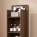 Specchio Rotante Vintage Rettangolare in Legno Massello Eco con Vetro Temperato, a Lunghezza Completa, con Mensola di Stoccaggio a 5 Ripiani per Ingressi