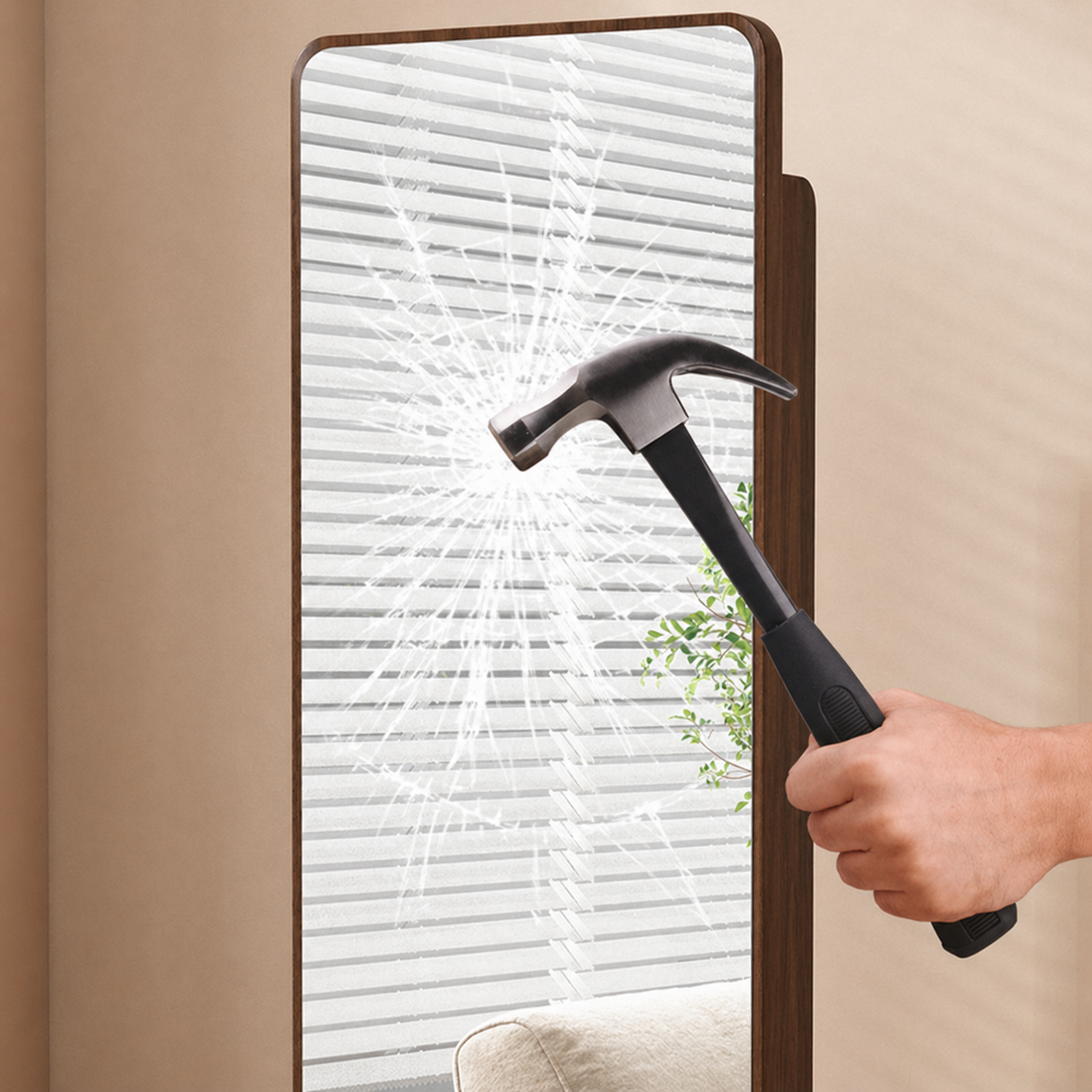 Specchio Rotante Vintage Rettangolare in Legno Massello Eco con Vetro Temperato, a Lunghezza Completa, con Mensola di Stoccaggio a 5 Ripiani per Ingressi