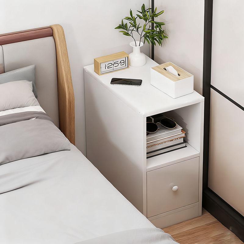 Comodino Moderno Minimalista in MDF Rettangolare con 1 Cassetto per Camera da Letto
