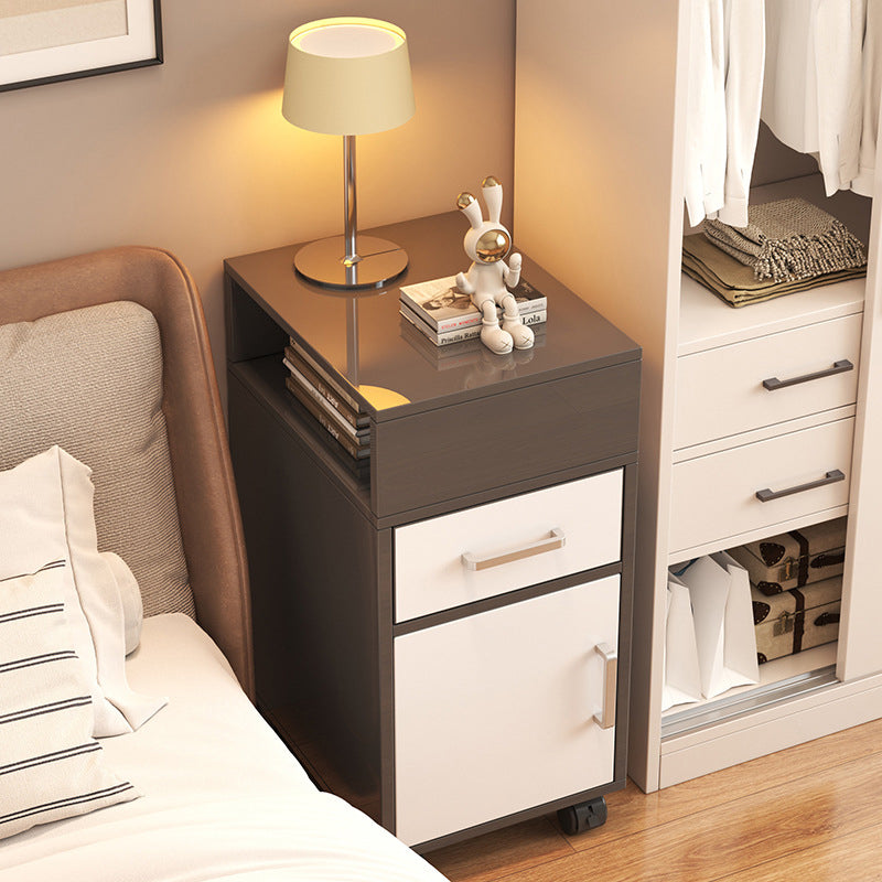 Comodino Moderno Minimalista in MDF Rettangolare con 1 Cassetto per Camera da Letto