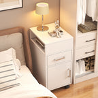 Comodino Moderno Minimalista in MDF Rettangolare con 1 Cassetto per Camera da Letto