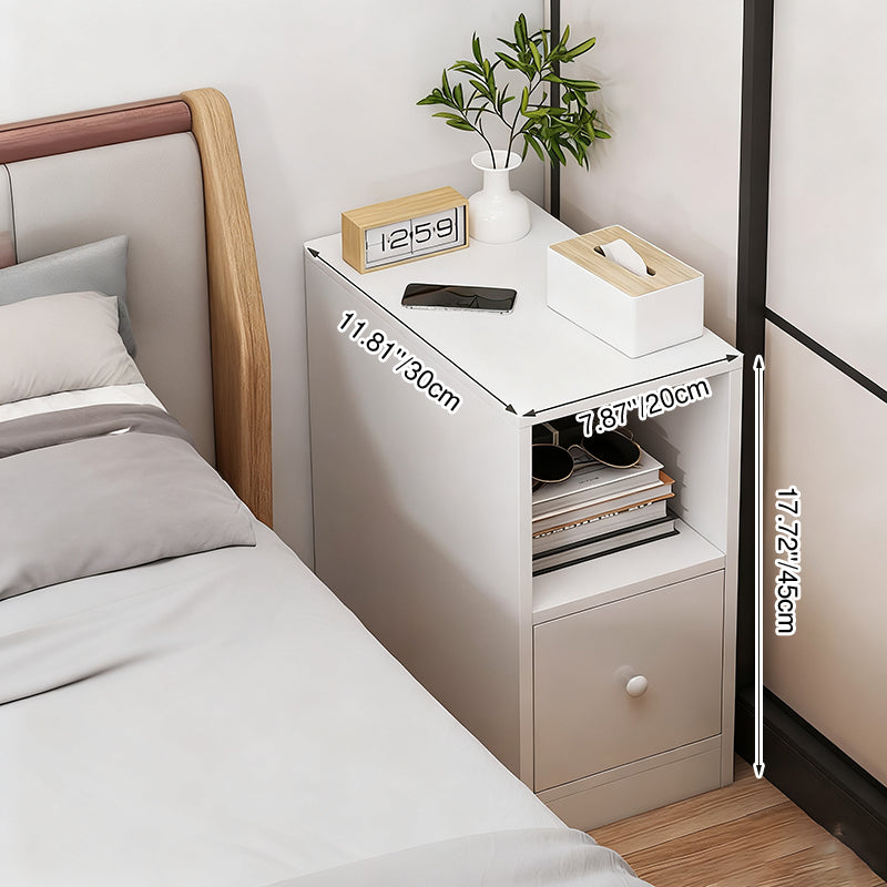 Comodino Moderno Minimalista in MDF Rettangolare con 1 Cassetto per Camera da Letto
