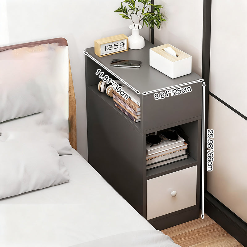 Comodino Moderno Minimalista in MDF Rettangolare con 1 Cassetto per Camera da Letto