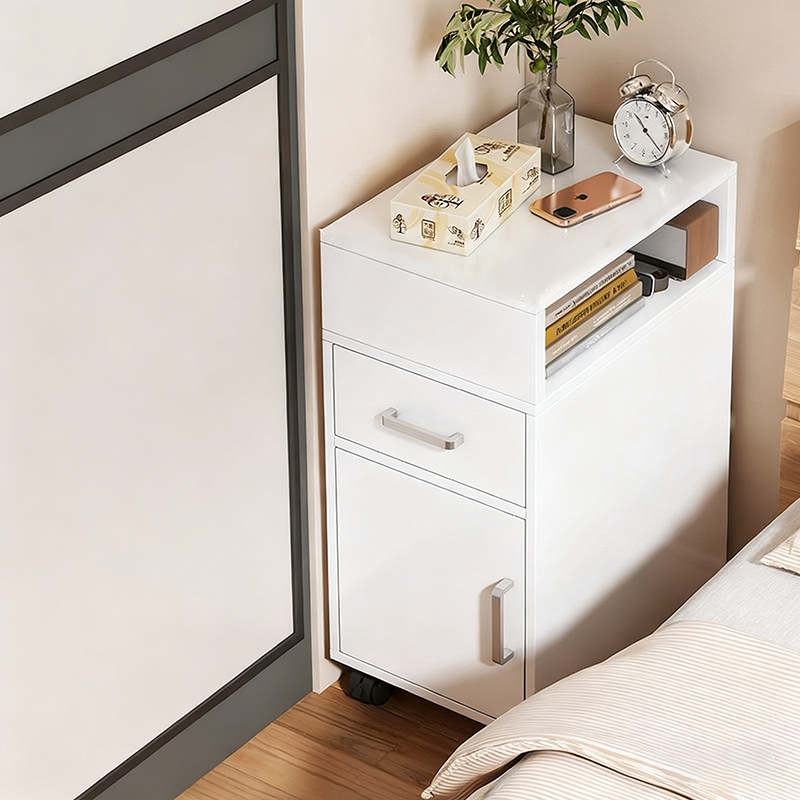 Comodino Moderno Minimalista in MDF Rettangolare con 1 Cassetto per Camera da Letto