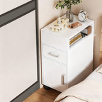 Comodino Moderno Minimalista in MDF Rettangolare con 1 Cassetto per Camera da Letto