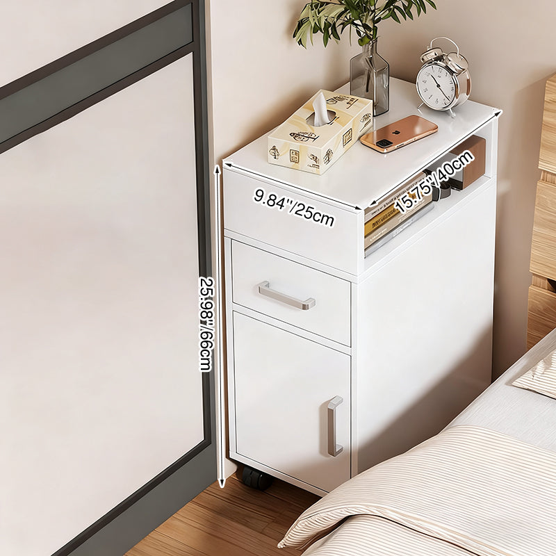 Comodino Moderno Minimalista in MDF Rettangolare con 1 Cassetto per Camera da Letto