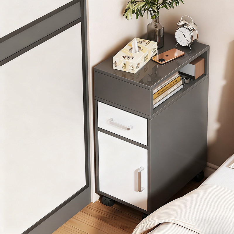 Comodino Moderno Minimalista in MDF Rettangolare con 1 Cassetto per Camera da Letto